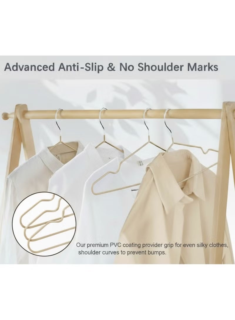 ZAYVA 100-Piece Non-Slip Hanger Set, Heavy Duty & Space Saving for Clothes - Beige - Image 4